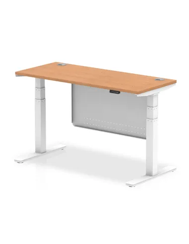 Dynamic Air Modesty 1400 x 600mm Height Adjustable Office Desk Oak Top Cable Ports Modesty Panel HA01398