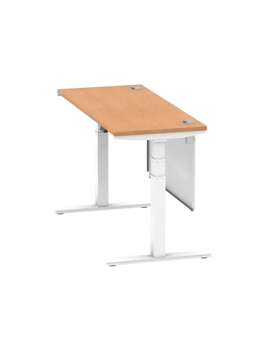 Dynamic Air Modesty 1400 x 600mm Height Adjustable Office Desk Oak Top Cable Ports Modesty Panel HA01398