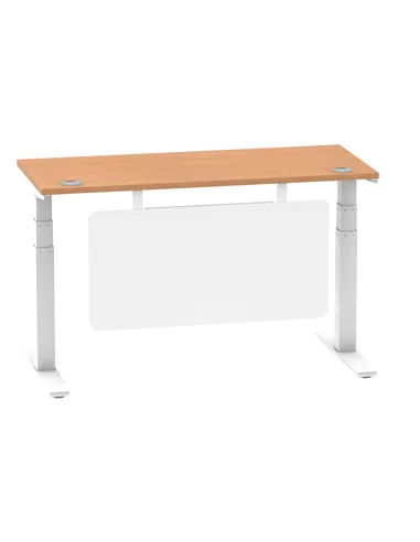 Dynamic Air Modesty 1400 x 600mm Height Adjustable Office Desk Oak Top Cable Ports Modesty Panel HA01398