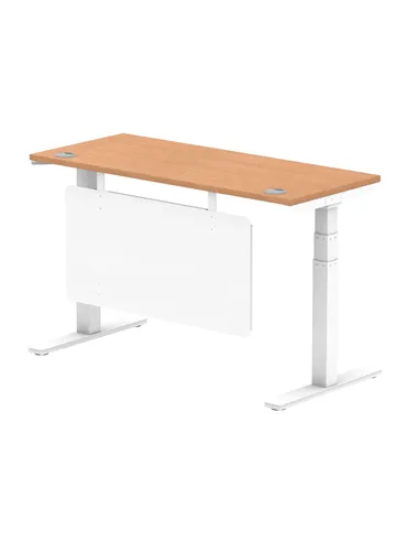 Dynamic Air Modesty 1400 x 600mm Height Adjustable Office Desk Oak Top Cable Ports Modesty Panel HA01398