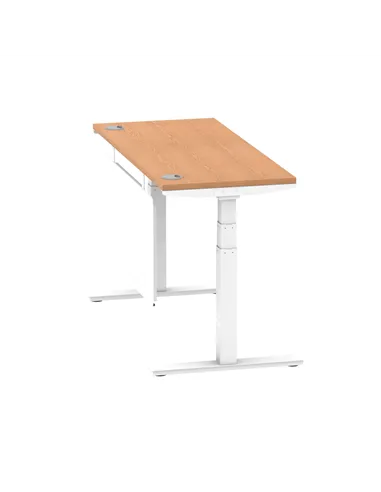 Dynamic Air Modesty 1400 x 600mm Height Adjustable Office Desk Oak Top Cable Ports Modesty Panel HA01398