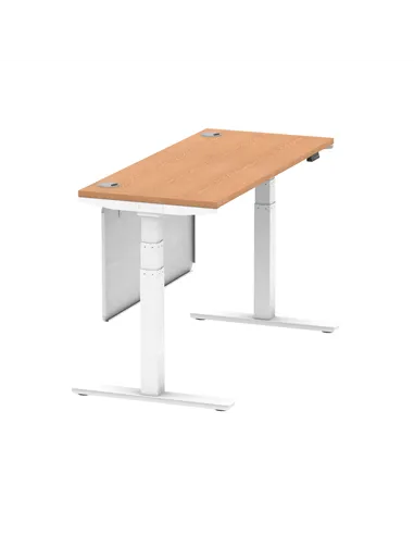 Dynamic Air Modesty 1400 x 600mm Height Adjustable Office Desk Oak Top Cable Ports Modesty Panel HA01398