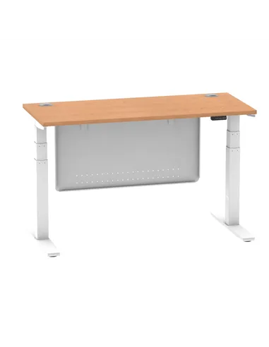 Dynamic Air Modesty 1400 x 600mm Height Adjustable Office Desk Oak Top Cable Ports Modesty Panel HA01398