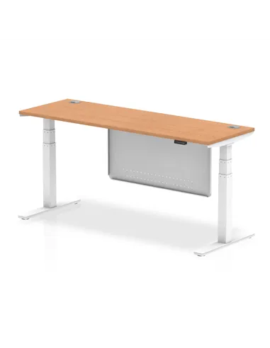 Dynamic Air Modesty 1800 x 600mm Height Adjustable Office Desk Oak Top Cable Ports Modesty Panel HA01400