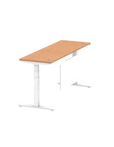 Dynamic Air Modesty 1800 x 600mm Height Adjustable Office Desk Oak Top Cable Ports Modesty Panel HA01400