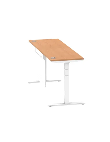 Dynamic Air Modesty 1800 x 600mm Height Adjustable Office Desk Oak Top Cable Ports Modesty Panel HA01400