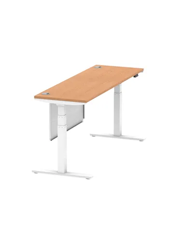 Dynamic Air Modesty 1800 x 600mm Height Adjustable Office Desk Oak Top Cable Ports Modesty Panel HA01400