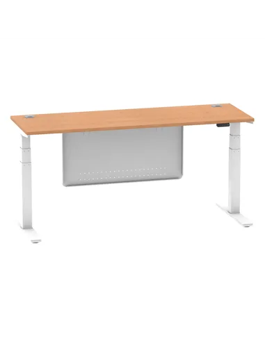 Dynamic Air Modesty 1800 x 600mm Height Adjustable Office Desk Oak Top Cable Ports Modesty Panel HA01400