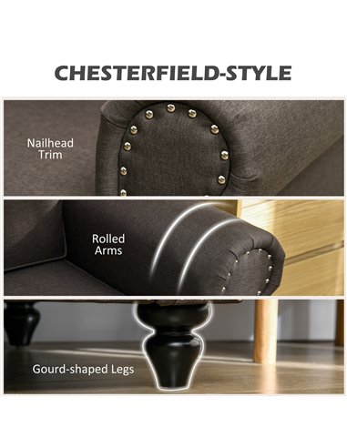 HOMCOM Mid-Century Armchair, with Pocket Springs - Dark Brown