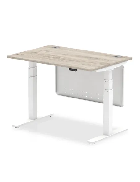 Dynamic Air Modesty 1200 x 800mm Height Adjustable Office Desk Grey Oak Top Cable Ports Modesty Panel HA01410