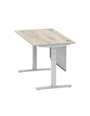 Dynamic Air Modesty 1400 x 800mm Height Adjustable Office Desk Grey Oak Top Cable Ports Modesty Panel HA01411