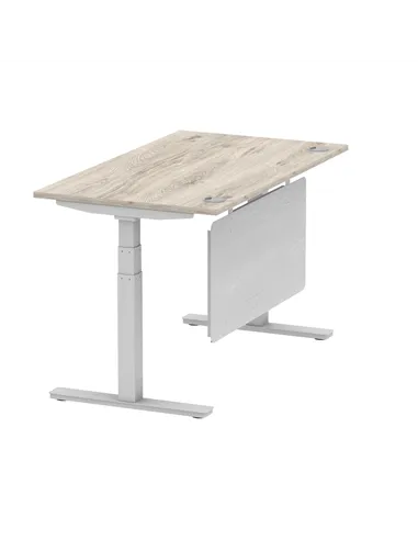 Dynamic Air Modesty 1400 x 800mm Height Adjustable Office Desk Grey Oak Top Cable Ports Modesty Panel HA01411
