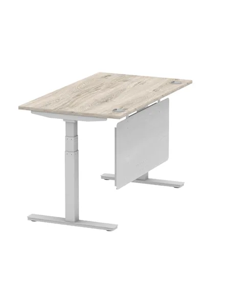 Dynamic Air Modesty 1400 x 800mm Height Adjustable Office Desk Grey Oak Top Cable Ports Modesty Panel HA01411