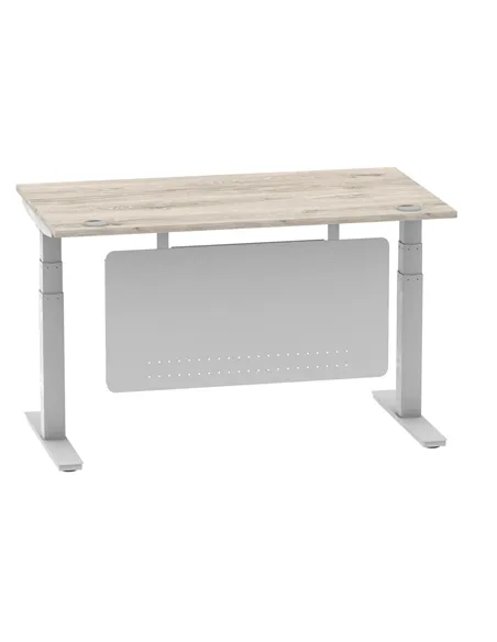 Dynamic Air Modesty 1400 x 800mm Height Adjustable Office Desk Grey Oak Top Cable Ports Modesty Panel HA01411