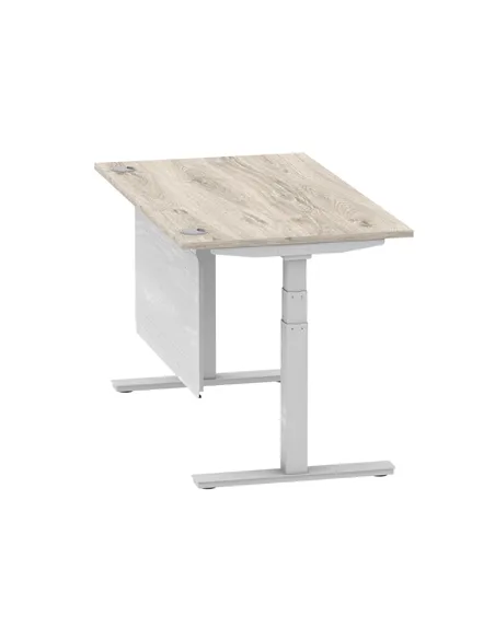 Dynamic Air Modesty 1400 x 800mm Height Adjustable Office Desk Grey Oak Top Cable Ports Modesty Panel HA01411