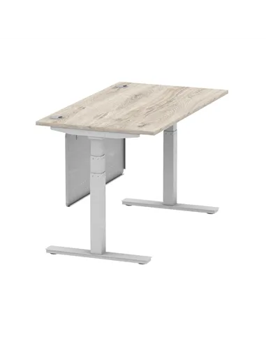 Dynamic Air Modesty 1400 x 800mm Height Adjustable Office Desk Grey Oak Top Cable Ports Modesty Panel HA01411