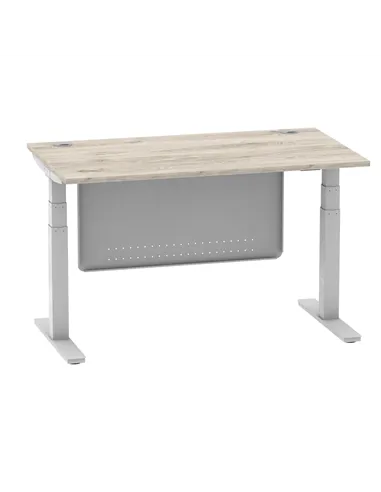 Dynamic Air Modesty 1400 x 800mm Height Adjustable Office Desk Grey Oak Top Cable Ports Modesty Panel HA01411