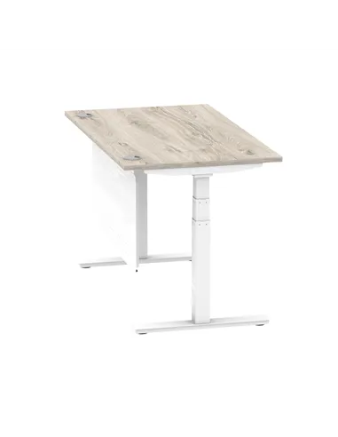 Dynamic Air Modesty 1400 x 800mm Height Adjustable Office Desk Grey Oak Top Cable Ports Modesty Panel HA01412