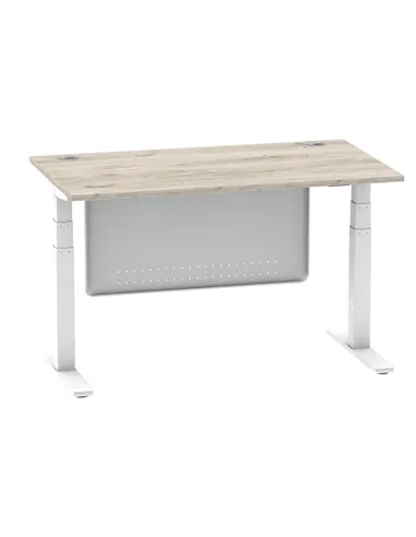 Dynamic Air Modesty 1400 x 800mm Height Adjustable Office Desk Grey Oak Top Cable Ports Modesty Panel HA01412
