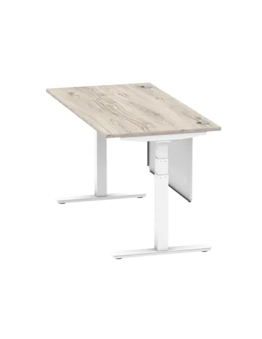 Dynamic Air Modesty 1600 x 800mm Height Adjustable Office Desk Grey Oak Top Cable Ports Modesty Panel HA01414