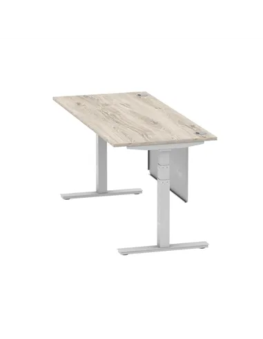 Dynamic Air Modesty 1800 x 800mm Height Adjustable Office Desk Grey Oak Top Cable Ports Modesty Panel HA01415