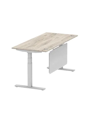 Dynamic Air Modesty 1800 x 800mm Height Adjustable Office Desk Grey Oak Top Cable Ports Modesty Panel HA01415