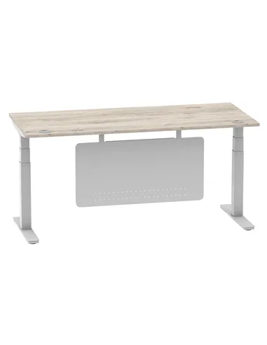 Dynamic Air Modesty 1800 x 800mm Height Adjustable Office Desk Grey Oak Top Cable Ports Modesty Panel HA01415