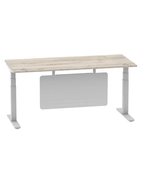 Dynamic Air Modesty 1800 x 800mm Height Adjustable Office Desk Grey Oak Top Cable Ports Modesty Panel HA01415