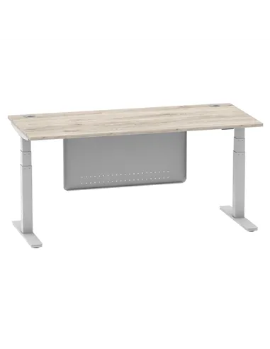 Dynamic Air Modesty 1800 x 800mm Height Adjustable Office Desk Grey Oak Top Cable Ports Modesty Panel HA01415