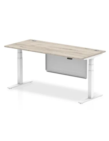 Dynamic Air Modesty 1800 x 800mm Height Adjustable Office Desk Grey Oak Top Cable Ports Modesty Panel HA01416