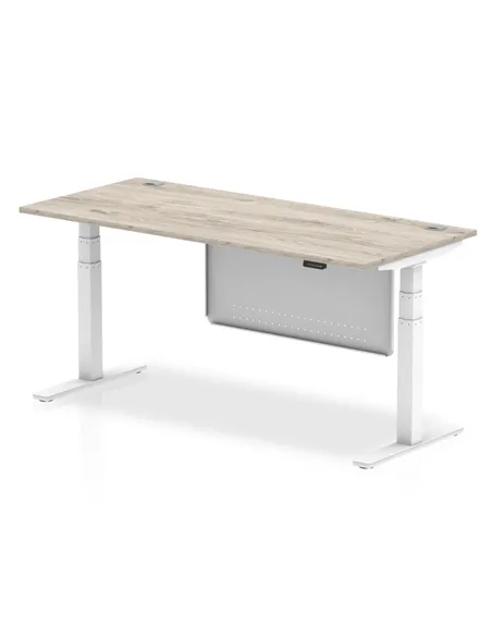 Dynamic Air Modesty 1800 x 800mm Height Adjustable Office Desk Grey Oak Top Cable Ports Modesty Panel HA01416