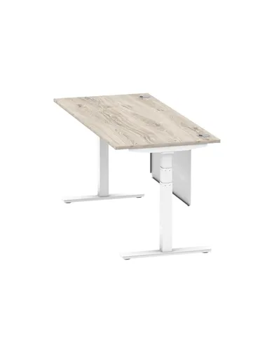 Dynamic Air Modesty 1800 x 800mm Height Adjustable Office Desk Grey Oak Top Cable Ports Modesty Panel HA01416