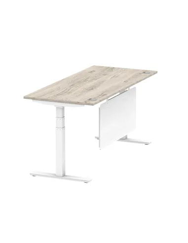 Dynamic Air Modesty 1800 x 800mm Height Adjustable Office Desk Grey Oak Top Cable Ports Modesty Panel HA01416