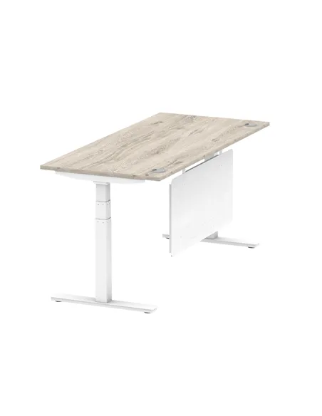 Dynamic Air Modesty 1800 x 800mm Height Adjustable Office Desk Grey Oak Top Cable Ports Modesty Panel HA01416