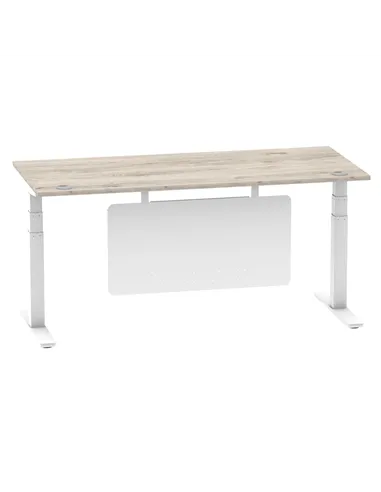 Dynamic Air Modesty 1800 x 800mm Height Adjustable Office Desk Grey Oak Top Cable Ports Modesty Panel HA01416