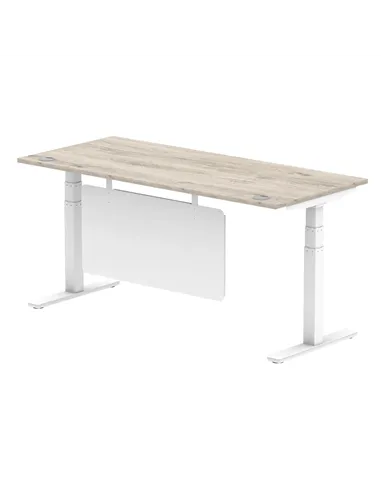 Dynamic Air Modesty 1800 x 800mm Height Adjustable Office Desk Grey Oak Top Cable Ports Modesty Panel HA01416