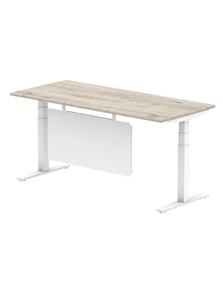 Dynamic Air Modesty 1800 x 800mm Height Adjustable Office Desk Grey Oak Top Cable Ports Modesty Panel HA01416