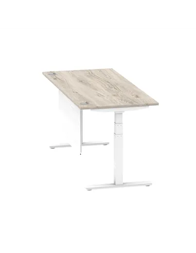 Dynamic Air Modesty 1800 x 800mm Height Adjustable Office Desk Grey Oak Top Cable Ports Modesty Panel HA01416