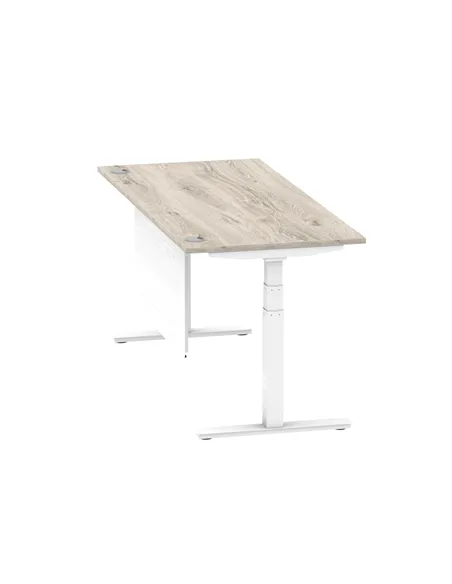 Dynamic Air Modesty 1800 x 800mm Height Adjustable Office Desk Grey Oak Top Cable Ports Modesty Panel HA01416