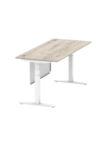 Dynamic Air Modesty 1800 x 800mm Height Adjustable Office Desk Grey Oak Top Cable Ports Modesty Panel HA01416