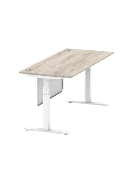 Dynamic Air Modesty 1800 x 800mm Height Adjustable Office Desk Grey Oak Top Cable Ports Modesty Panel HA01416