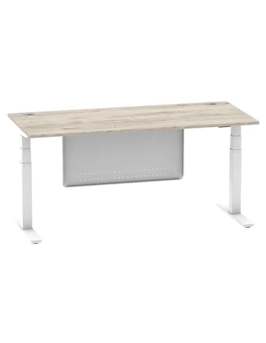 Dynamic Air Modesty 1800 x 800mm Height Adjustable Office Desk Grey Oak Top Cable Ports Modesty Panel HA01416