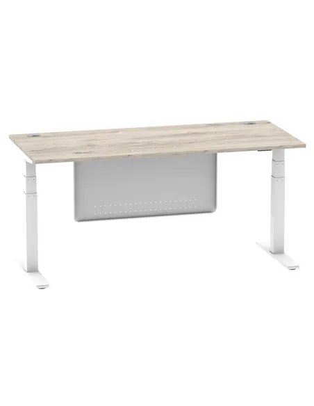 Dynamic Air Modesty 1800 x 800mm Height Adjustable Office Desk Grey Oak Top Cable Ports Modesty Panel HA01416