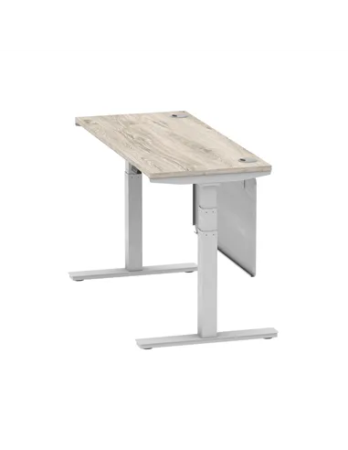 Dynamic Air Modesty 1400 x 600mm Height Adjustable Office Desk Grey Oak Top Cable Ports Modesty Panel HA01418