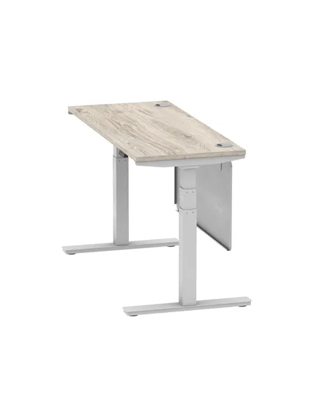 Dynamic Air Modesty 1400 x 600mm Height Adjustable Office Desk Grey Oak Top Cable Ports Modesty Panel HA01418