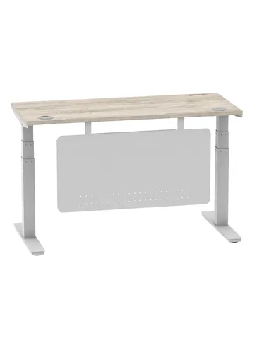 Dynamic Air Modesty 1400 x 600mm Height Adjustable Office Desk Grey Oak Top Cable Ports Modesty Panel HA01418