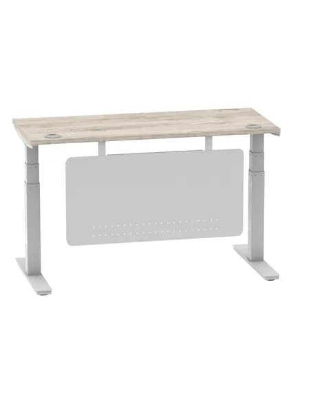 Dynamic Air Modesty 1400 x 600mm Height Adjustable Office Desk Grey Oak Top Cable Ports Modesty Panel HA01418