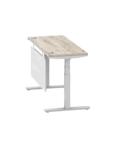 Dynamic Air Modesty 1400 x 600mm Height Adjustable Office Desk Grey Oak Top Cable Ports Modesty Panel HA01418