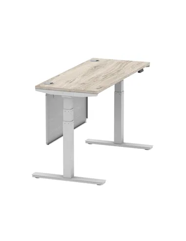 Dynamic Air Modesty 1400 x 600mm Height Adjustable Office Desk Grey Oak Top Cable Ports Modesty Panel HA01418
