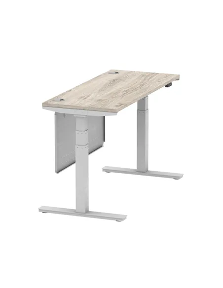 Dynamic Air Modesty 1400 x 600mm Height Adjustable Office Desk Grey Oak Top Cable Ports Modesty Panel HA01418